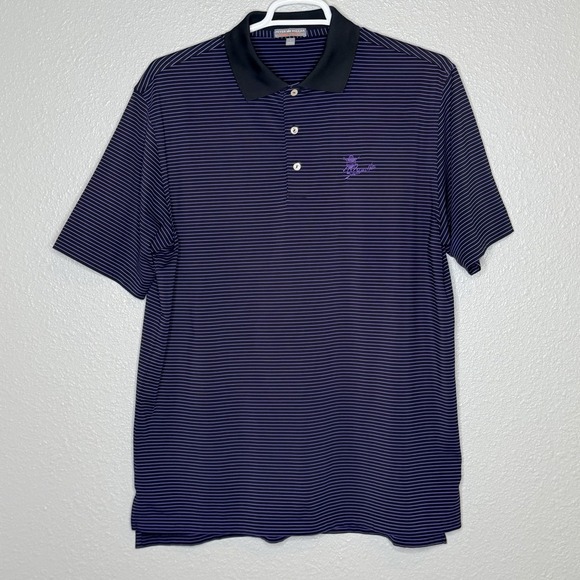 Peter Millar Other - Peter Millar Polo L Purple Stripe St Andrews Logo Golf Shirt Summer Comfort